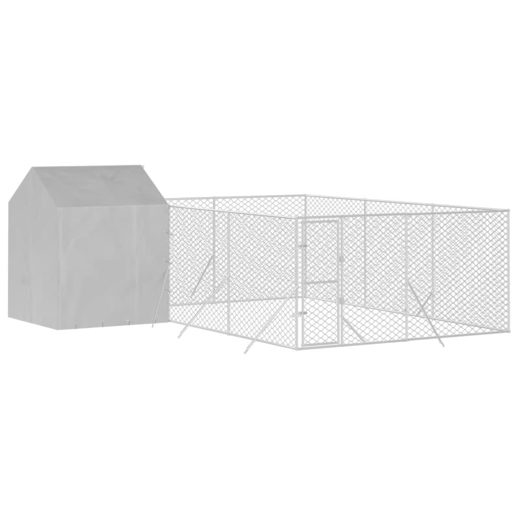 vidaXL Hundgård med tak silver 6x6x2,5 m galvaniserat stål