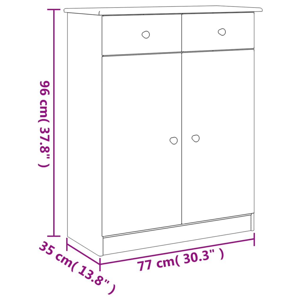 vidaXL Skoskåp ALTA 77x35x96 cm massiv furu