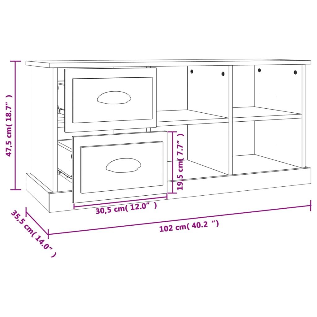 vidaXL TV-skåp svart 102x35,5x47,5 cm konstruerat trä