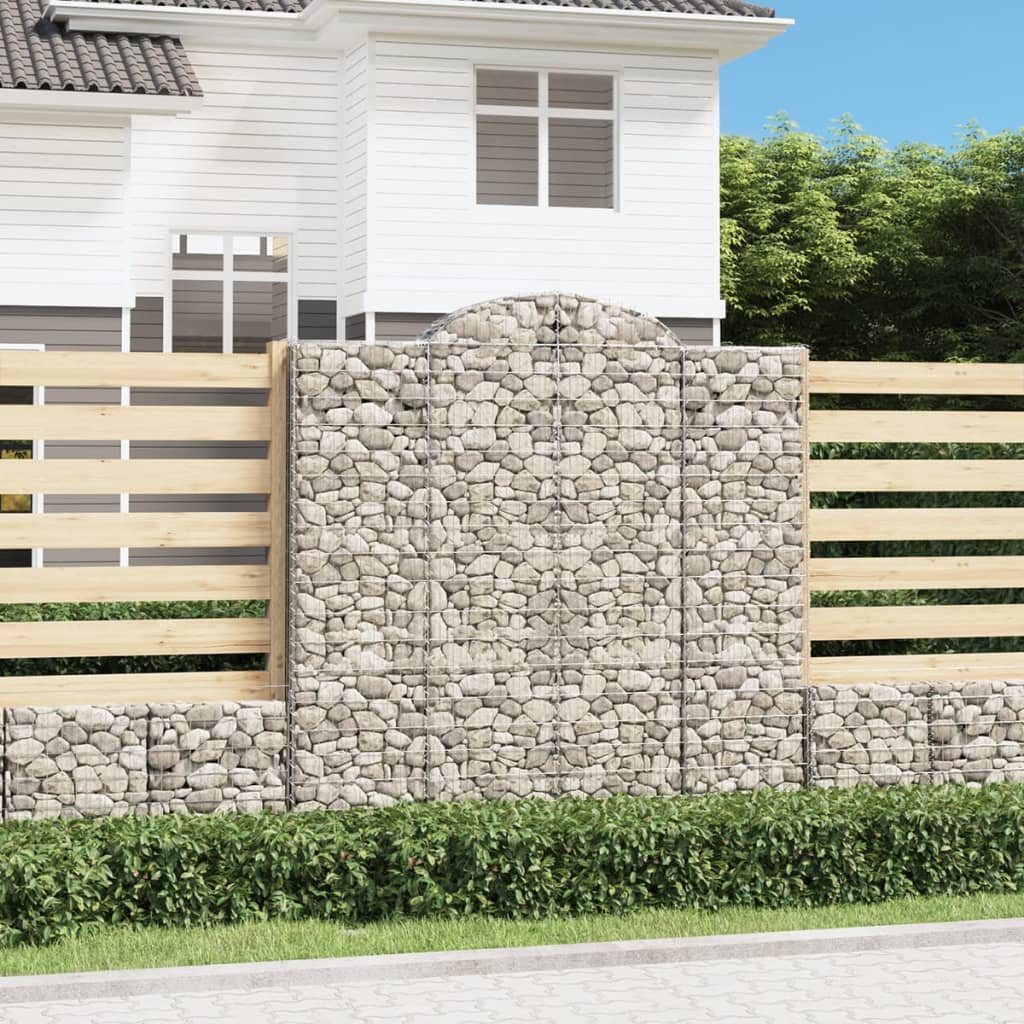 vidaXL Gabion bågformad 200x30x200/220 cm galvaniserat järn