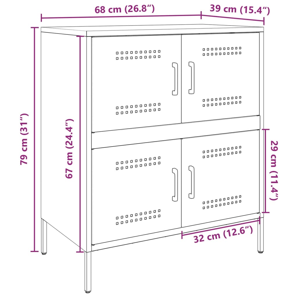 vidaXL Skänk rosa 68x39x79 cm stål