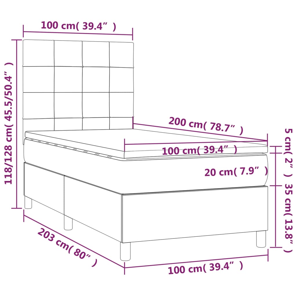 vidaXL Ramsäng med madrass rosa 100x200 cm sammet