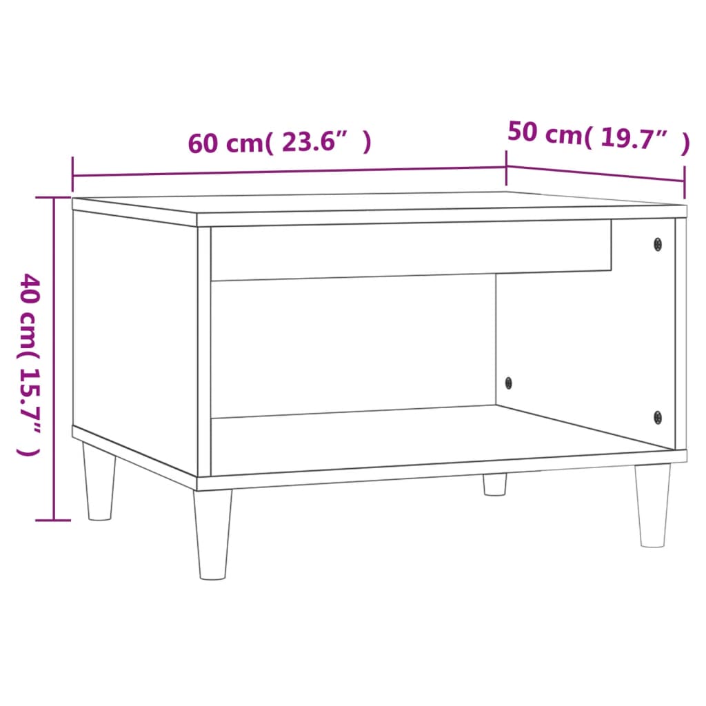 vidaXL Soffbord vit högglans 60x50x40 cm konstruerat trä