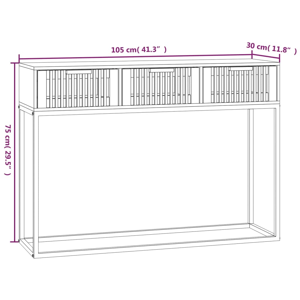 vidaXL Konsolbord vit 105x30x75 cm konstruerat trä och järn