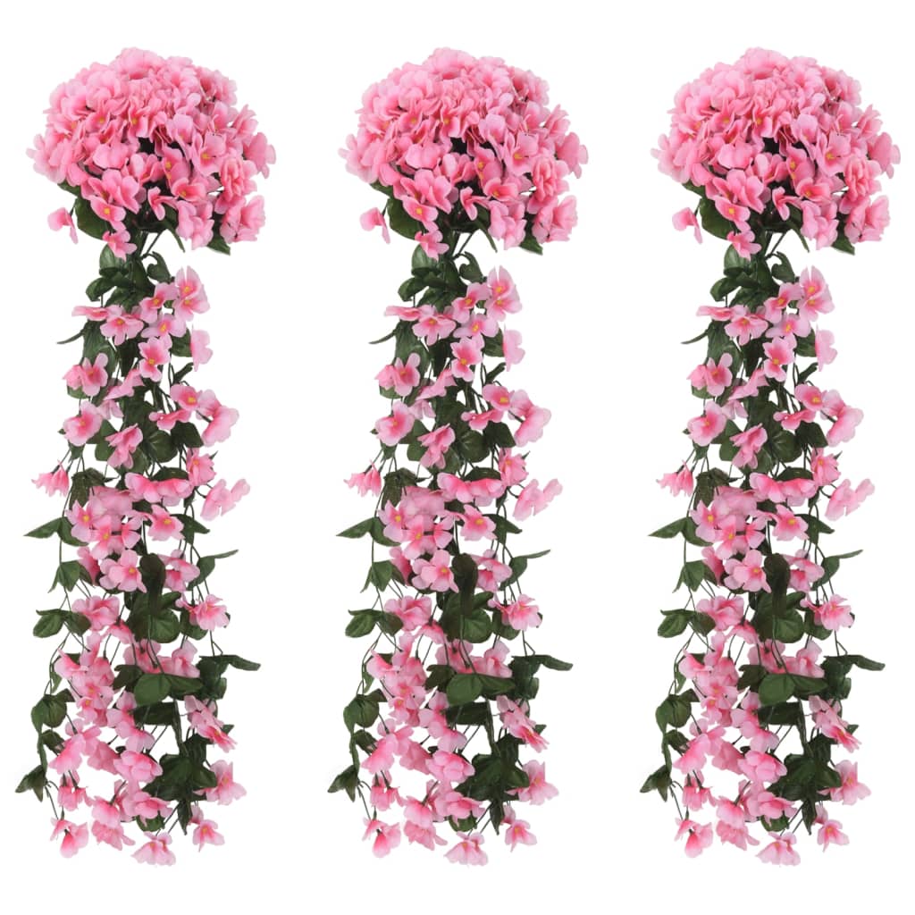 vidaXL Julkransar med blommor 3 st rosa 85 cm