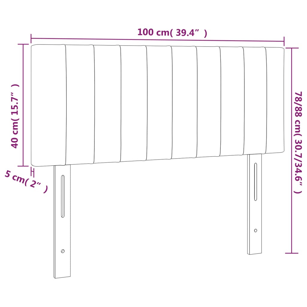 vidaXL Sänggavel rosa 100 x 5 x 78/88 cm sammet