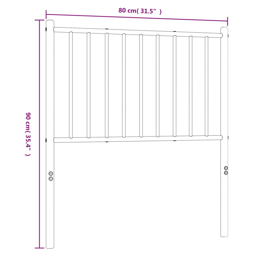 vidaXL Huvudgavel metall svart 75 cm