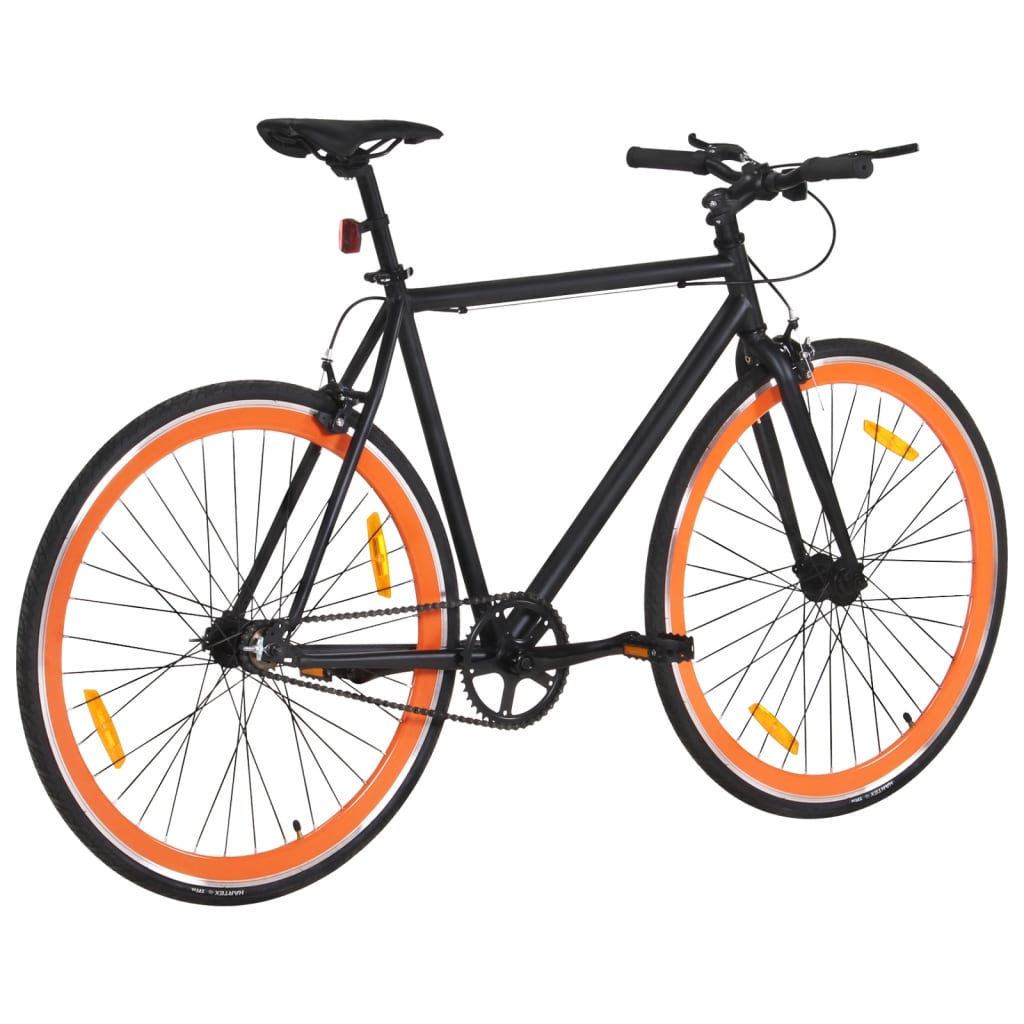 vidaXL Fixed gear cykel svart och orange 700c 55 cm