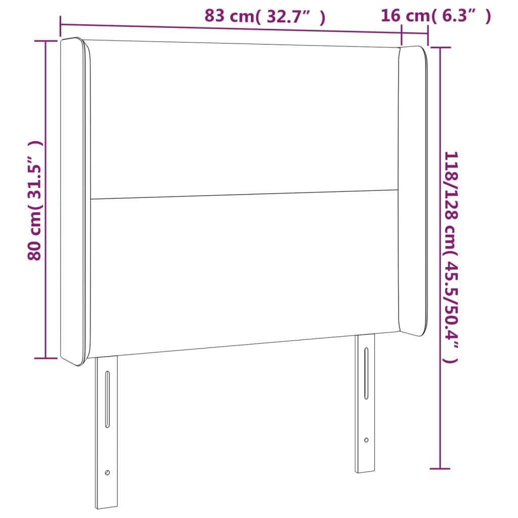 vidaXL Sänggavel LED svart 83x16x118/128 cm konstläder