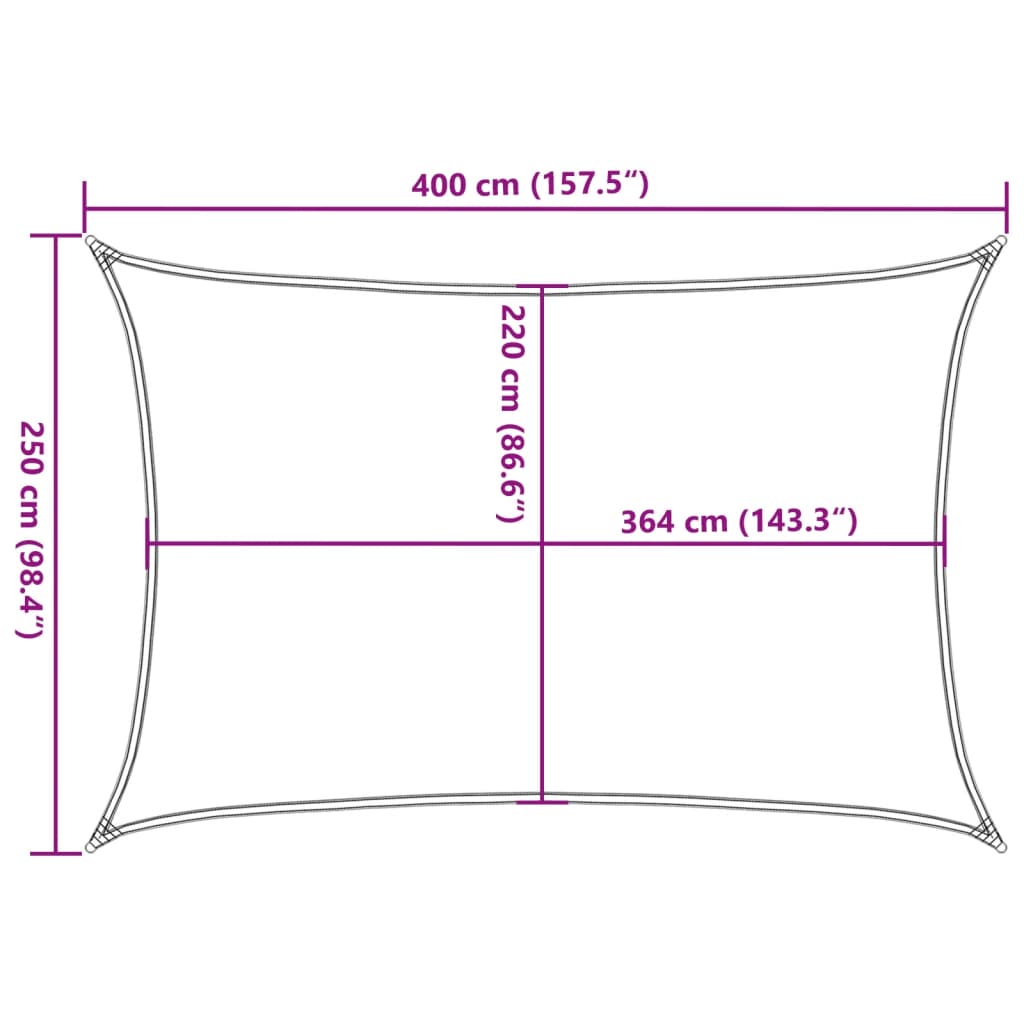 vidaXL Solsegel sandfärgat 4x2,5 m 100% polyesteroxford