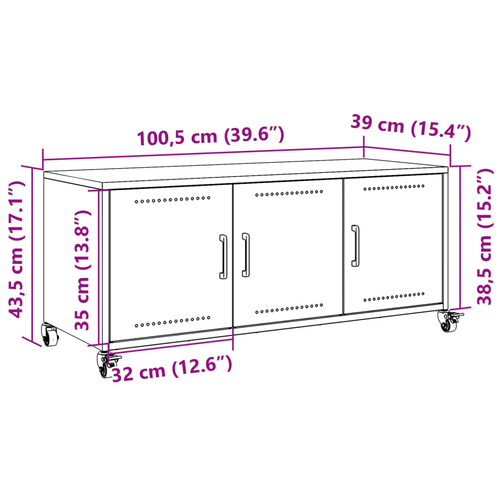 vidaXL Tv-bänk olivgrön 100,5x39x43,5 cm stål