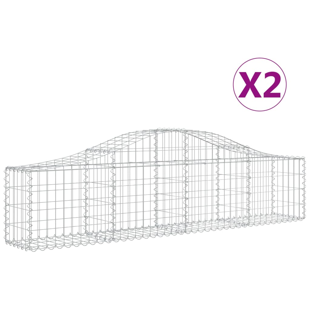 vidaXL Gabion bågformad 2 st 200x30x40/60 cm galvaniserat järn