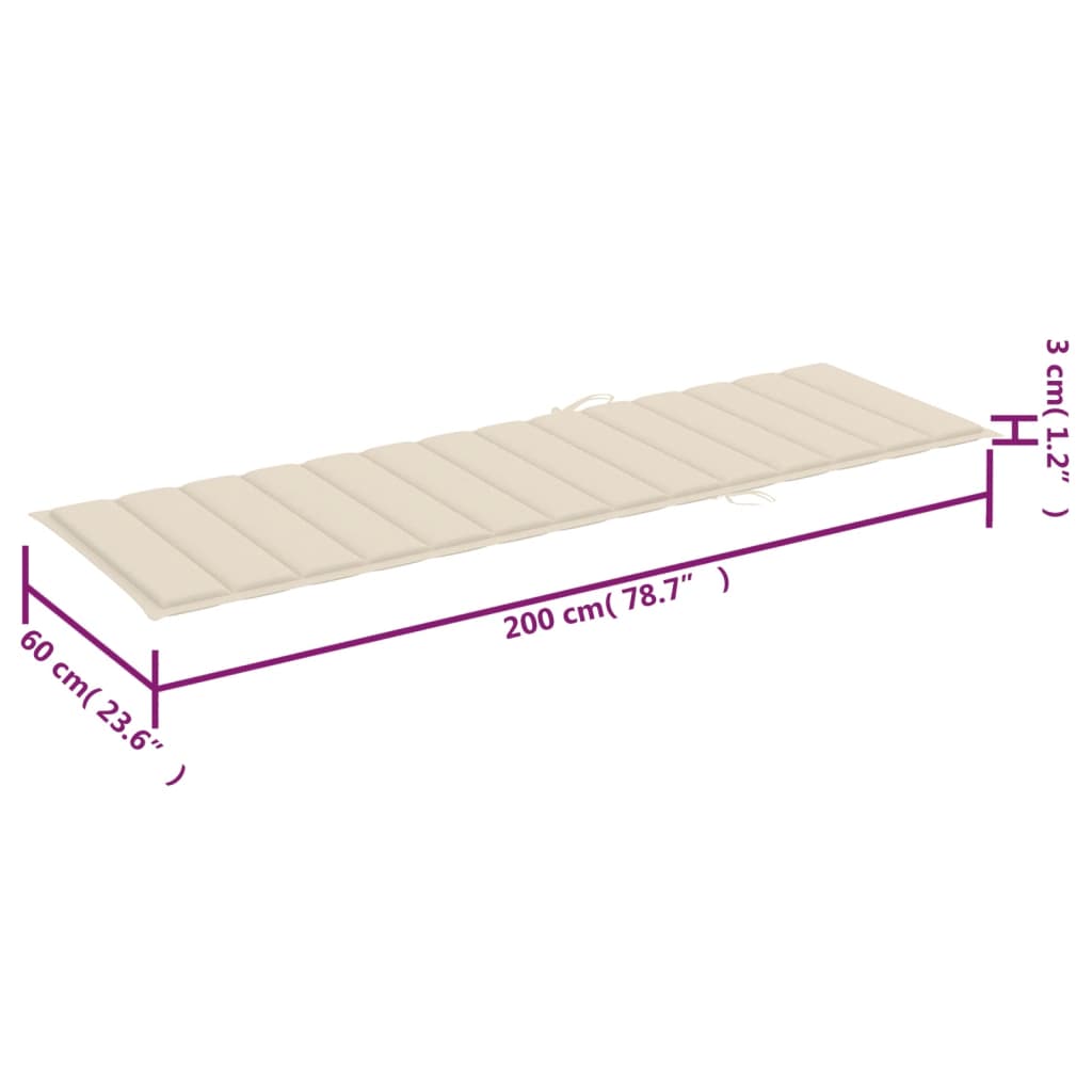 vidaXL Solsängar 2 st med bord och dynor massivt akaciaträ