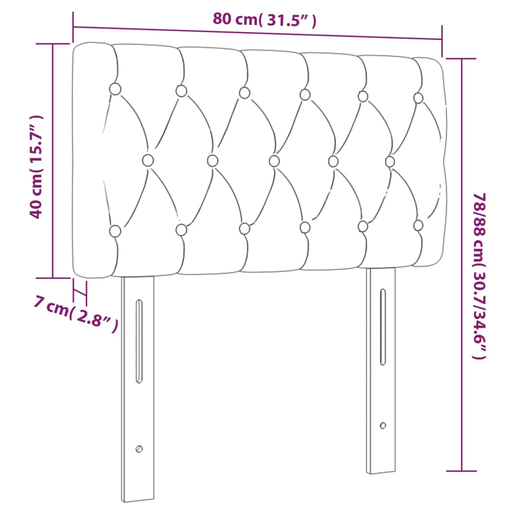 vidaXL Sänggavel LED mörkbrun 80x7x78/88 cm tyg