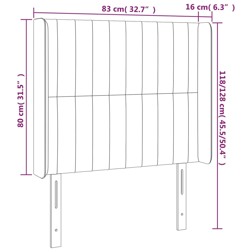 vidaXL Sänggavel med kanter mörkgrön 83x16x118/128 cm sammet