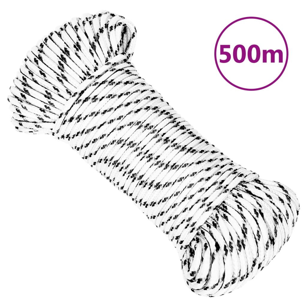 vidaXL Båtlina flätad vit 3 mm x 500 m polyester