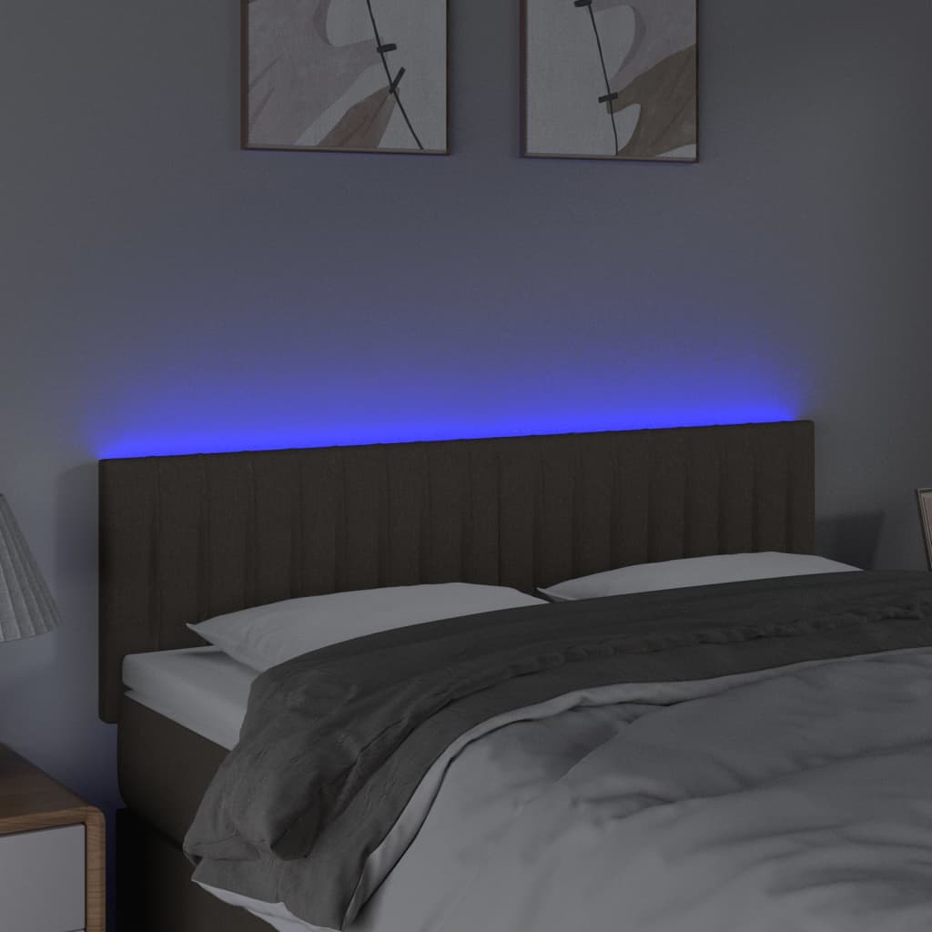 vidaXL Sänggavel LED taupe 144x5x78/88 cm tyg