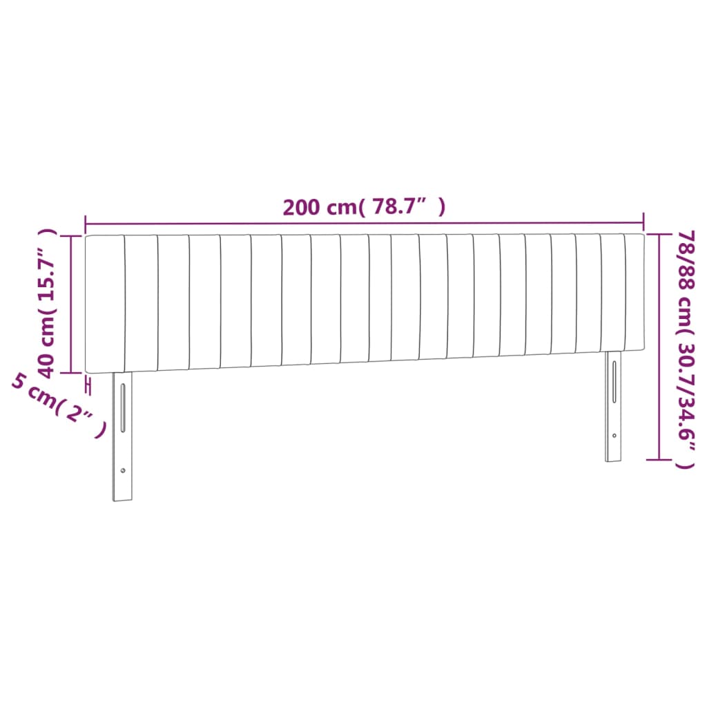 vidaXL Sänggavel LED mörkgrå 200x5x78/88 cm tyg