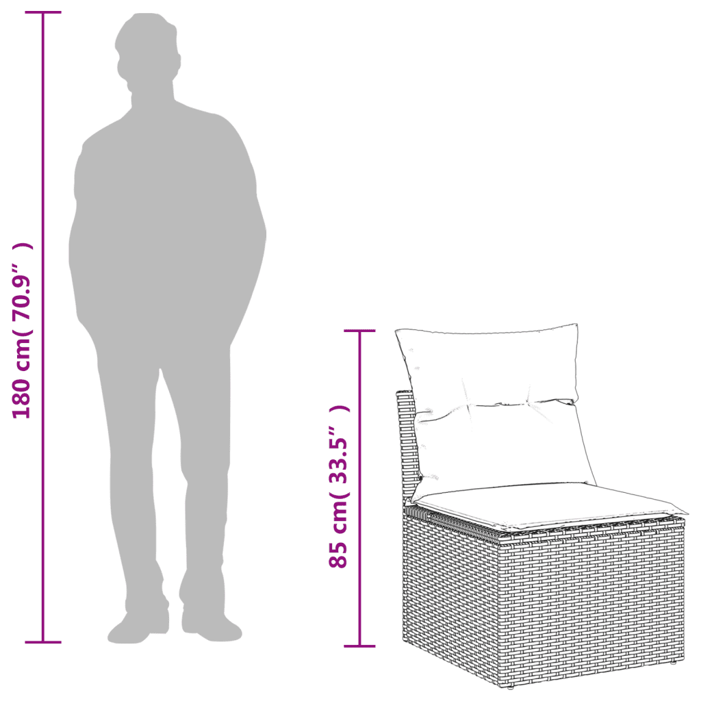 vidaXL Loungegrupp för trädgården med dynor 12 delar konstrotting brun