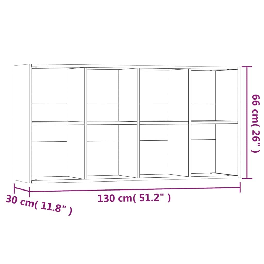 vidaXL Bokhylla/skänk rökfärgad ek 66x30x130 cm konstruerat trä