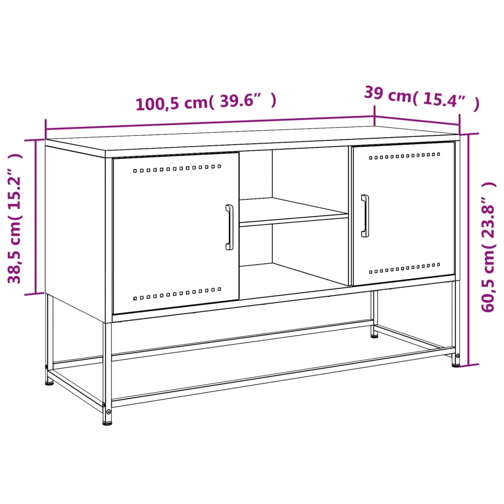 vidaXL TV-skåp rosa 100,5x39x60,5 cm stål