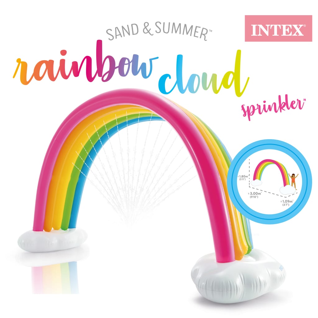 Intex Vattenspridare regnbåge flerfärgad 300x109x180 cm