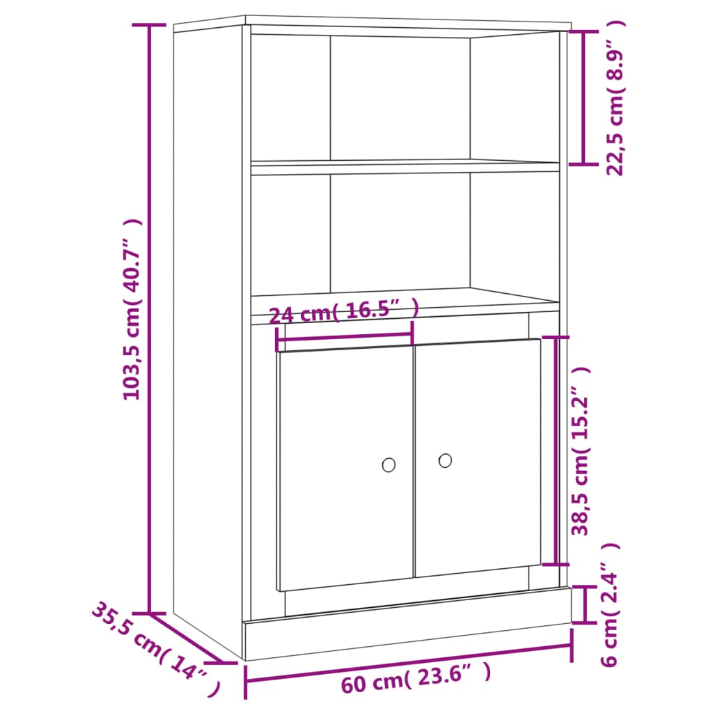 vidaXL Skåp sonoma-ek 60x35,5x103,5 cm konstruerat trä