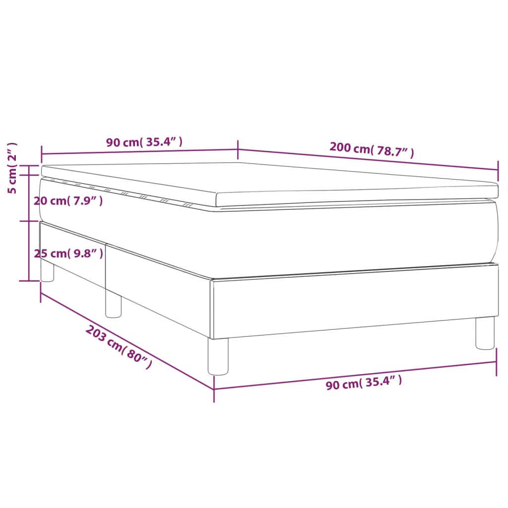 vidaXL Ramsäng med madrass gräddvit 90x200 cm tyg