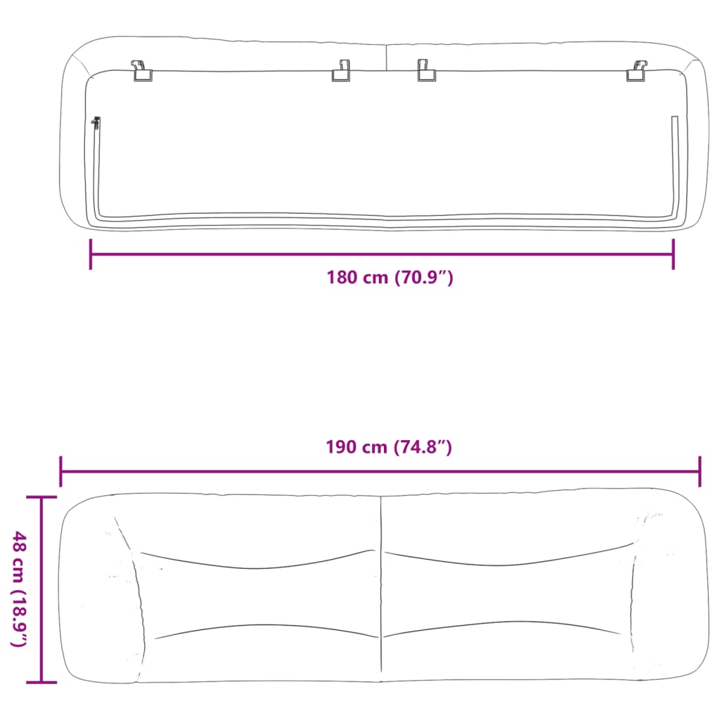 vidaXL Dyna till huvudgavel svart 180 cm konstläder