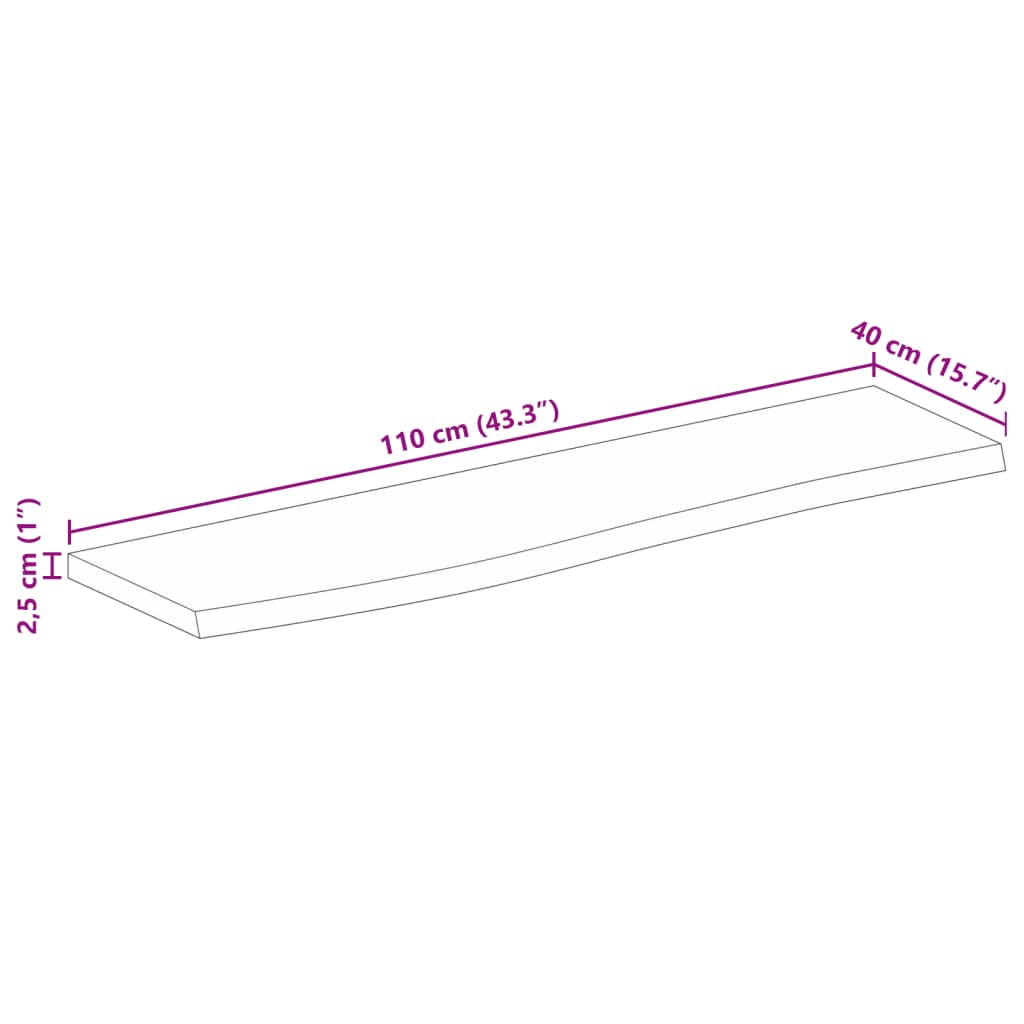 vidaXL Bordsskiva 110x40x2,5 cm levande kant massivt mangoträ