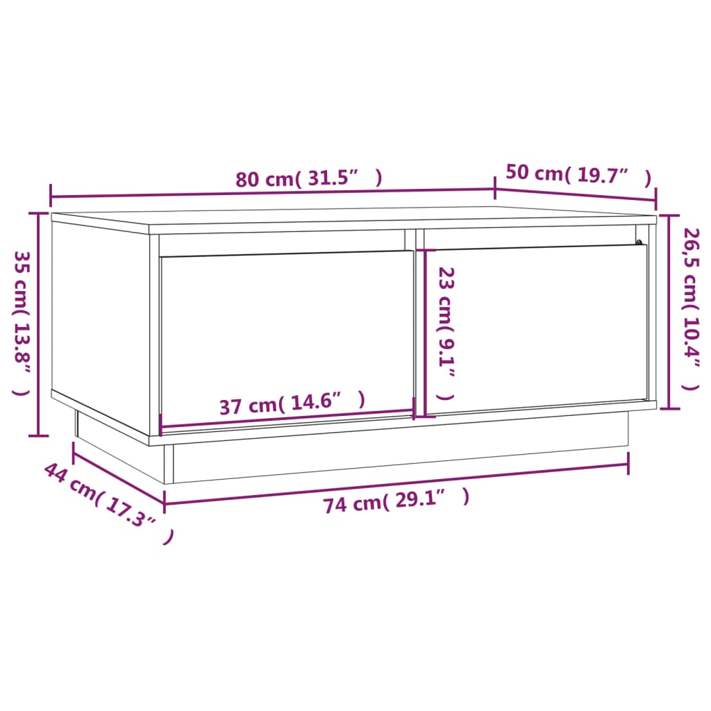 vidaXL Soffbord honungsbrun 80x50x35 cm massiv furu