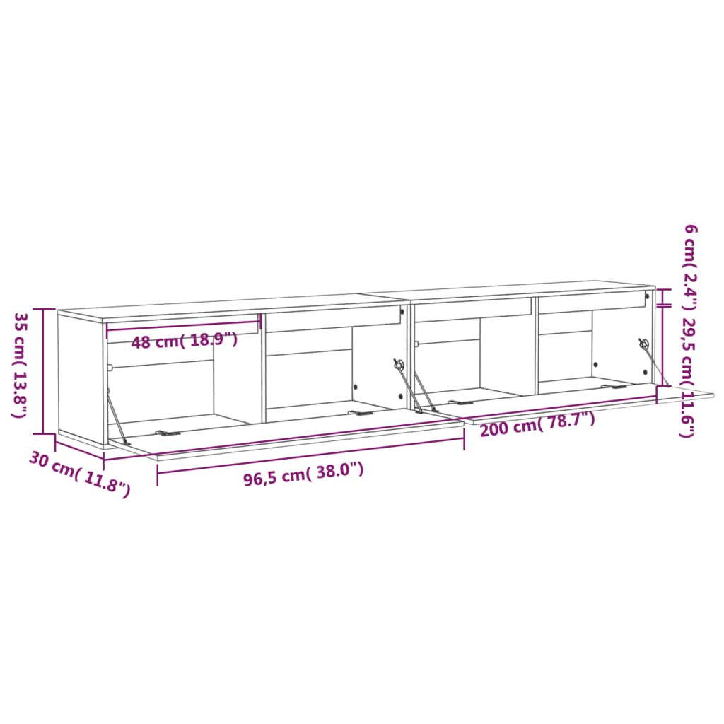 vidaXL Väggskåp 2 st 100x30x35 cm massiv furu