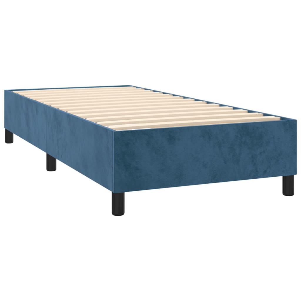 vidaXL Ramsäng med madrass mörkblå 90x200 cm sammet