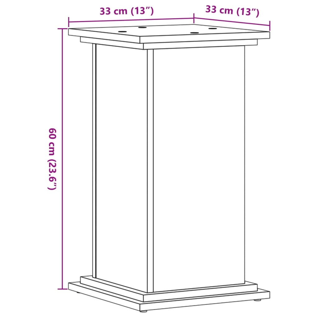 vidaXL Växtställ rökfärgad ek 33x33x60 cm konstruerat trä