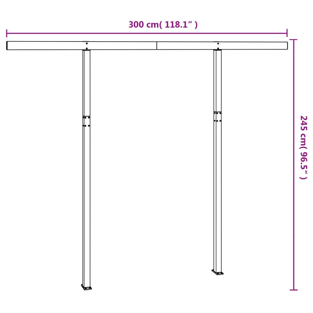 vidaXL Markisstolpar set antracit 300x245 cm järn