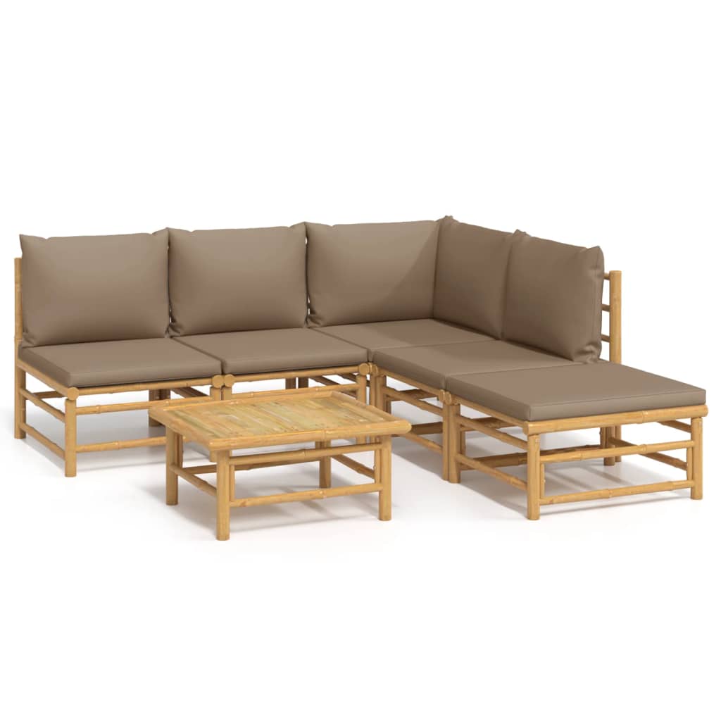 vidaXL Loungegrupp 6 delar taupe dynor bambu