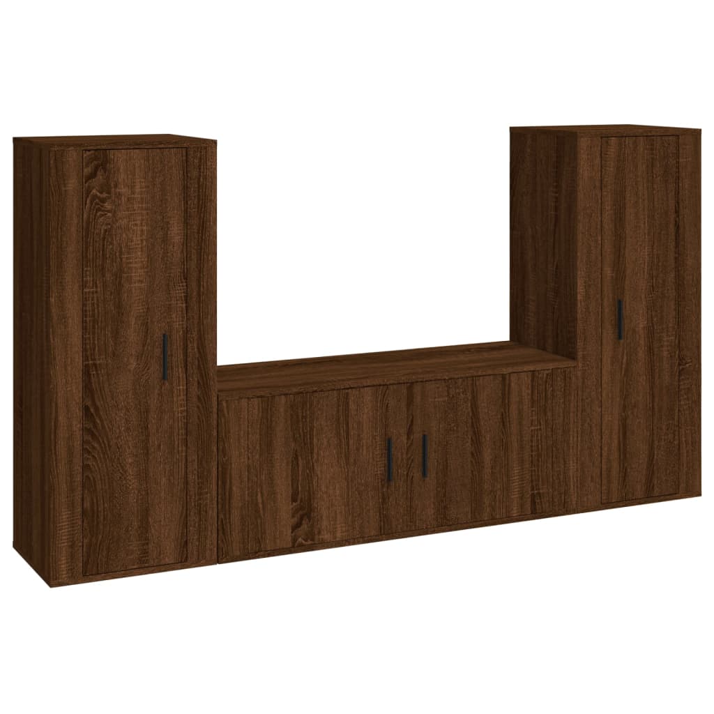 vidaXL TV-bänk 3 delar brun ek konstruerat trä