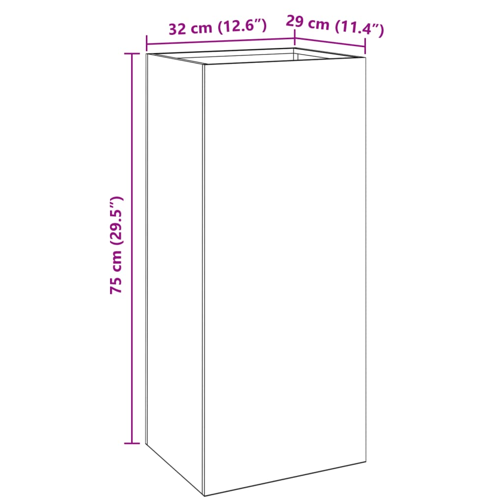 vidaXL Odlingslåda antracit 32x29x75 cm kallvalsat stål