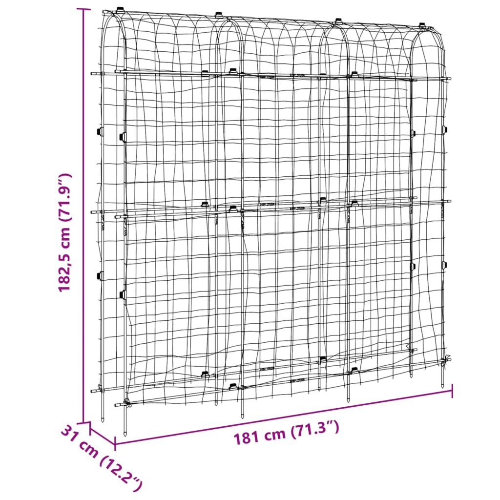 vidaXL Trädgårdsspaljé för klätterväxter U-formad 181x31x182,5 cm stål