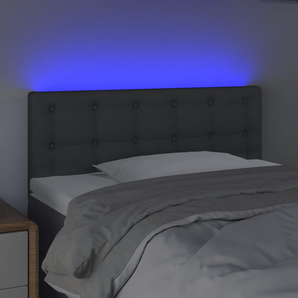 vidaXL Sänggavel LED mörkgrå 80x5x78/88 cm tyg