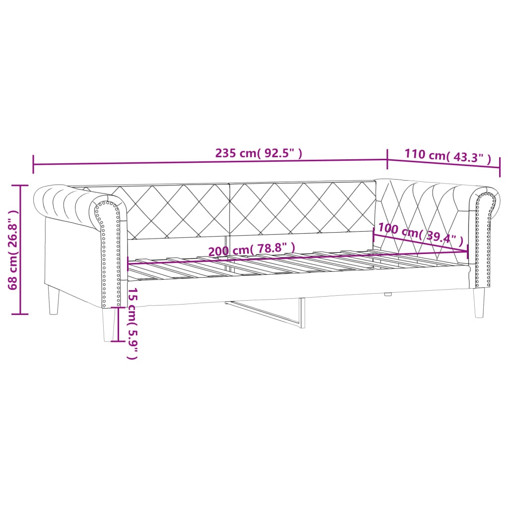 vidaXL Dagbädd gräddvit 100x200 cm konstläder