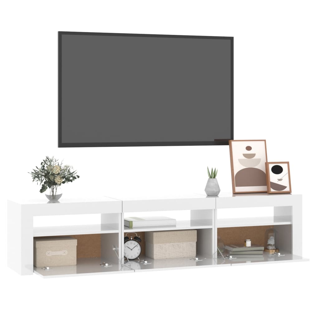 vidaXL Tv-bänk med LED-belysning vit högglans 180x35x40 cm