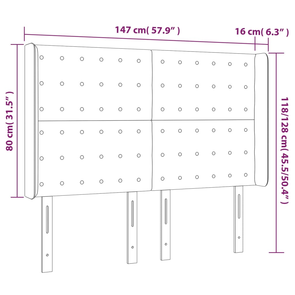 vidaXL Sänggavel med kanter vit 147x16x118/128 cm konstläder