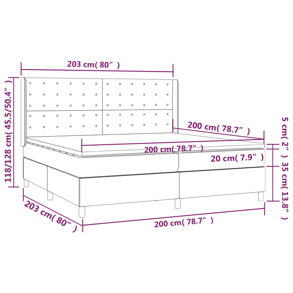 vidaXL Ramsäng med madrass ljusgrå 200x200 cm sammet