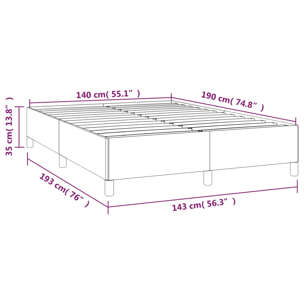 vidaXL Sängram utan madrass svart 140x190 cm tyg