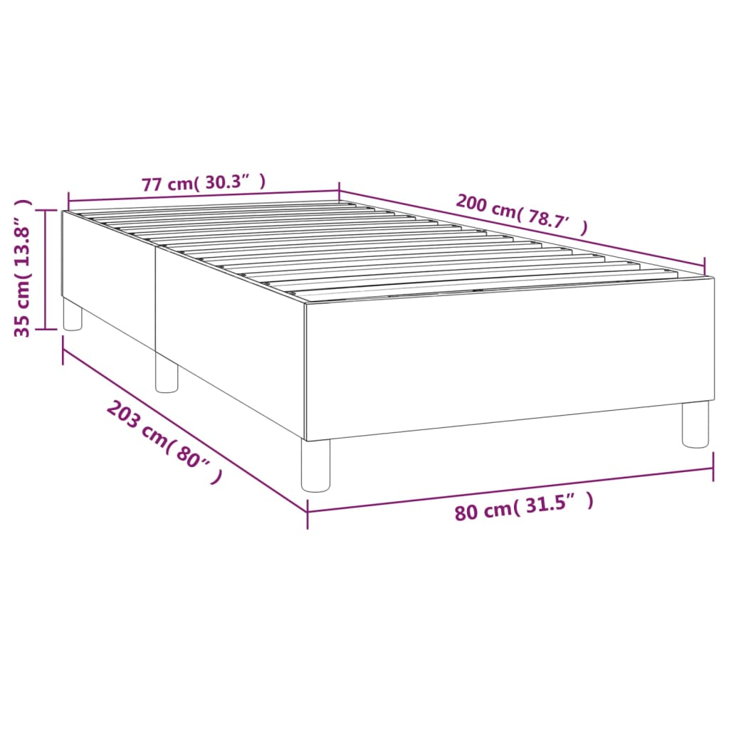 vidaXL Sängram ljusgrå 80x200 cm tyg