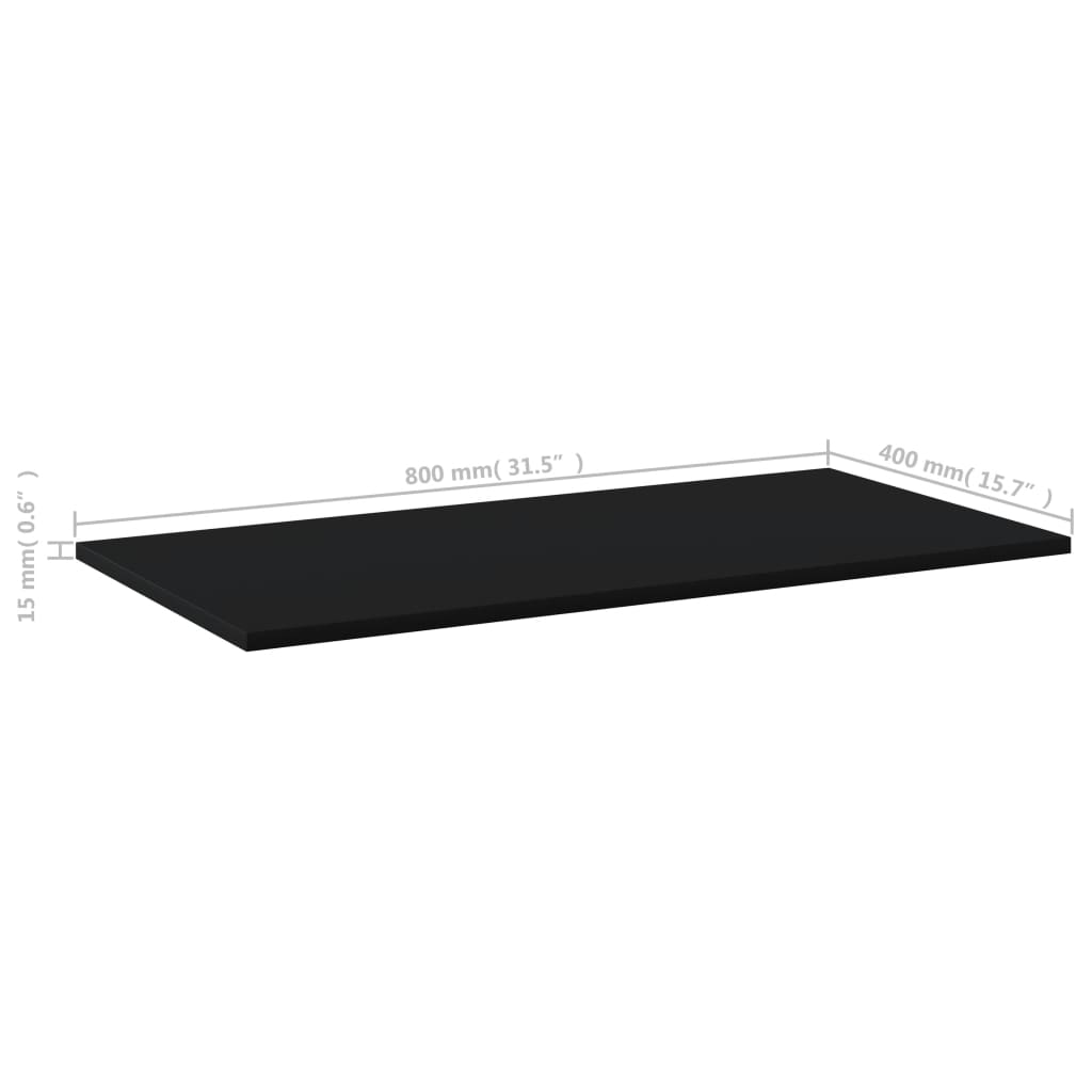 vidaXL Hyllplan 8 st svart 80x40x1,5 cm konstruerat trä