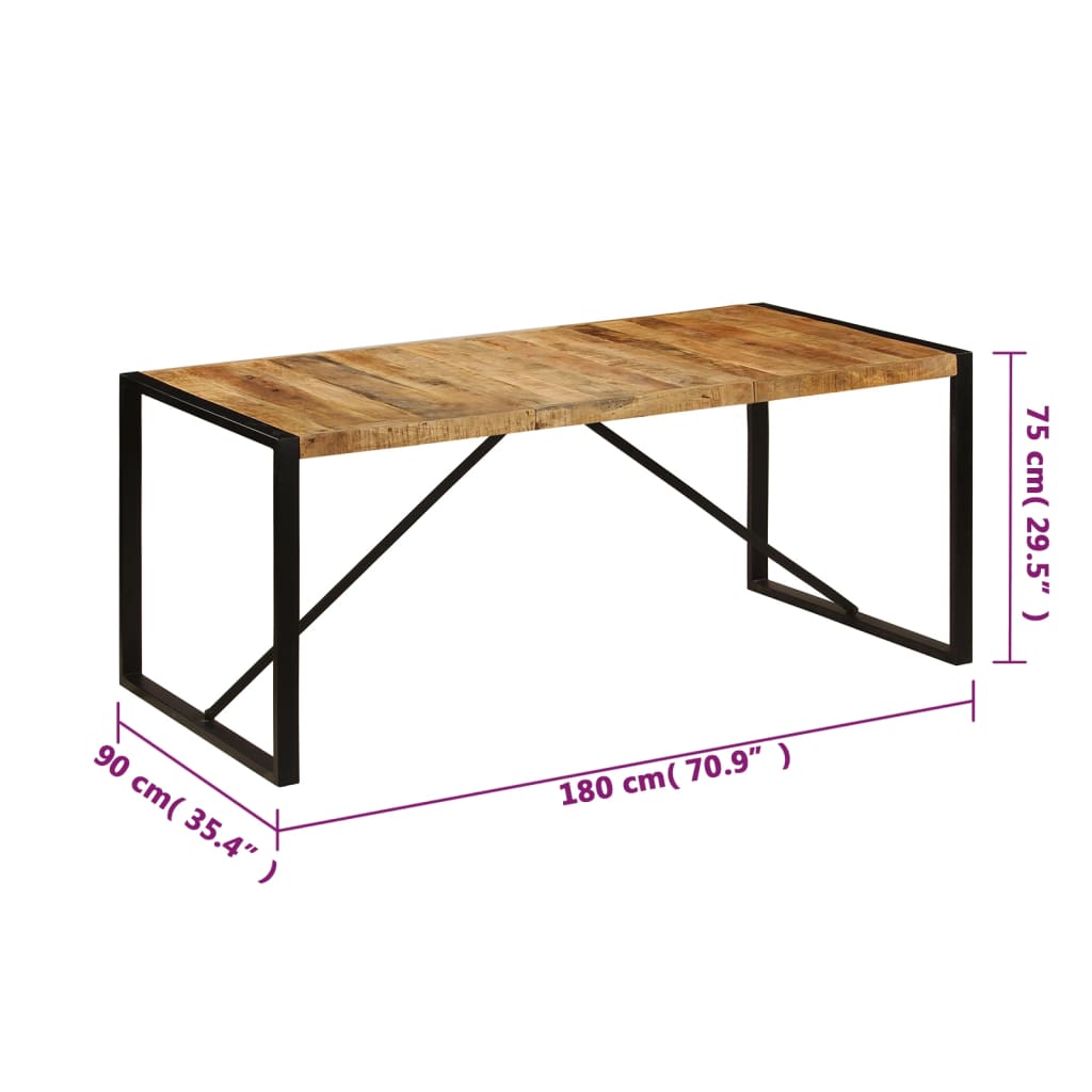 vidaXL Matbord 180x90x75 cm massivt mangoträ