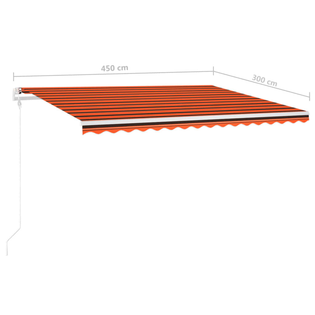 vidaXL Markis med stolpar manuellt infällbar 4,5x3 m orange och brun