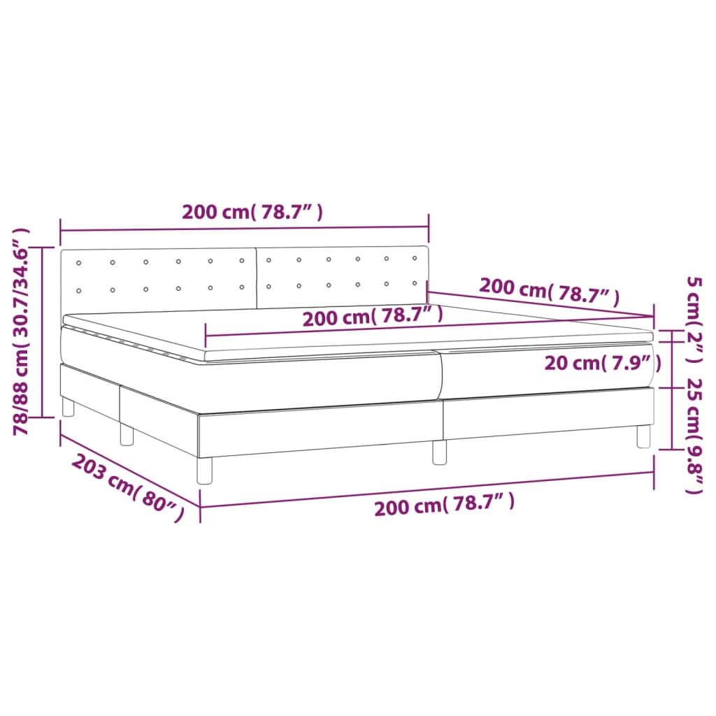 vidaXL Ramsäng med madrass vit 200x200 cm konstläder